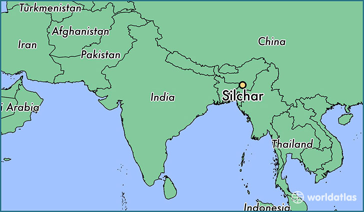 map showing the location of Silchar