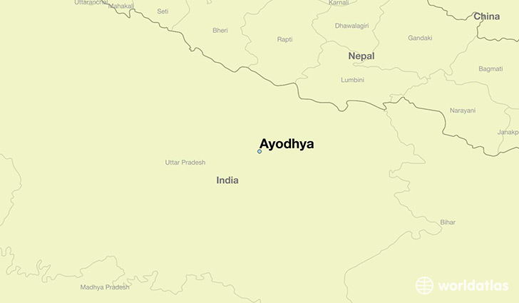 map showing the location of Ayodhya