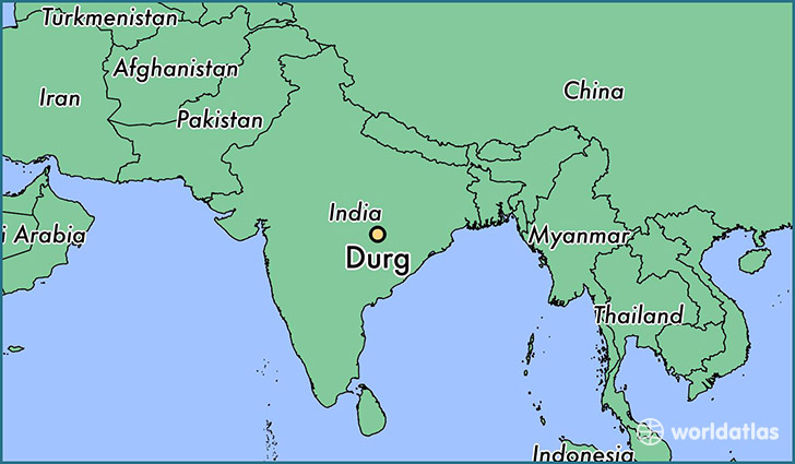 map showing the location of Durg