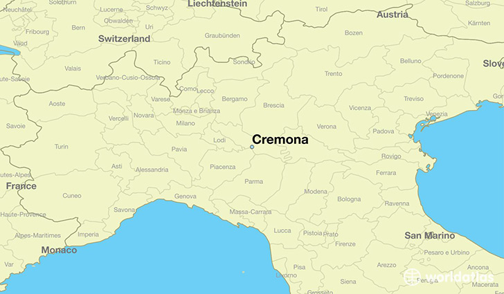 map showing the location of Cremona