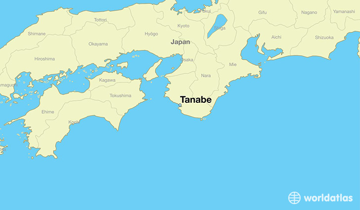 map showing the location of Tanabe