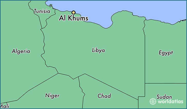 map showing the location of Al Khums