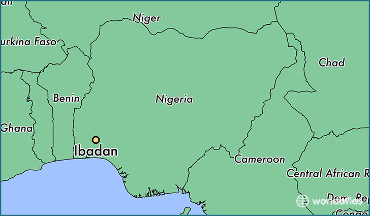 map showing the location of Ibadan