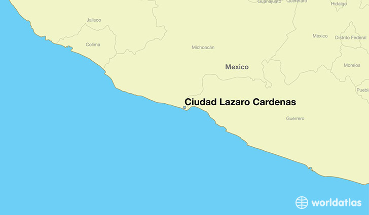 map showing the location of Ciudad Lazaro Cardenas