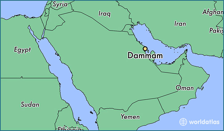 map showing the location of Dammam