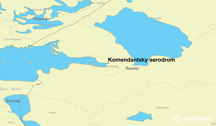 map showing the location of Komendantsky aerodrom