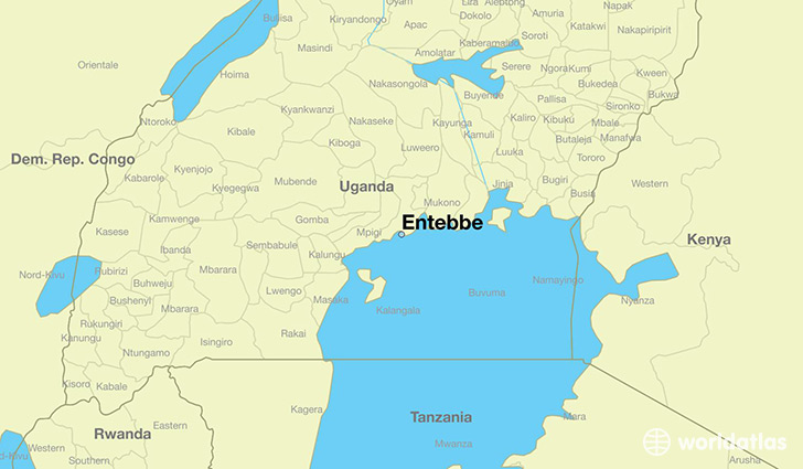map showing the location of Entebbe
