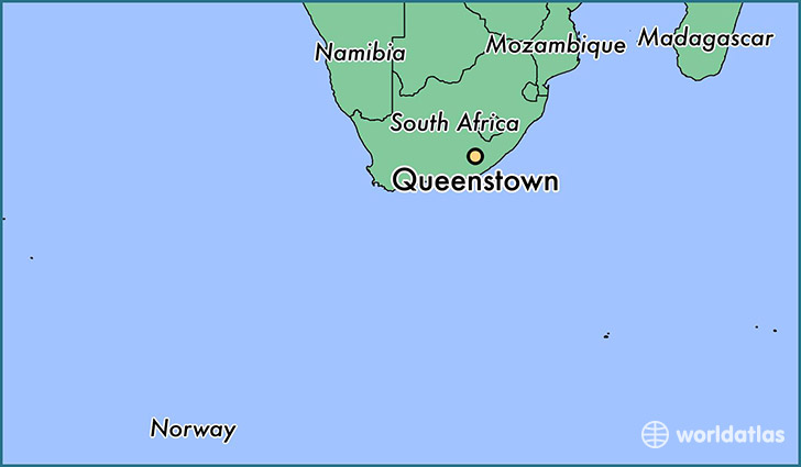 map showing the location of Queenstown