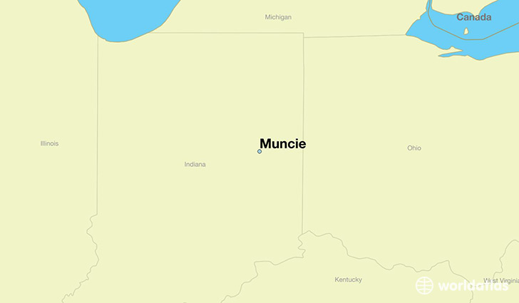 map showing the location of Muncie