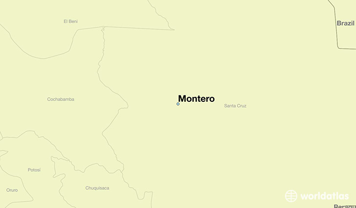 map showing the location of Montero