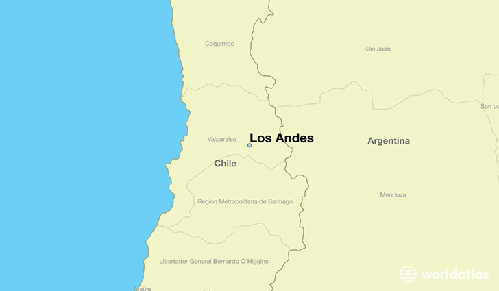 map showing the location of Los Andes