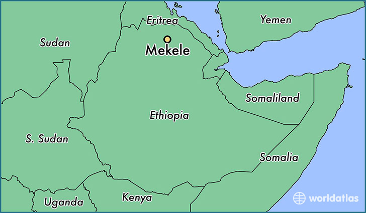 map showing the location of Mekele