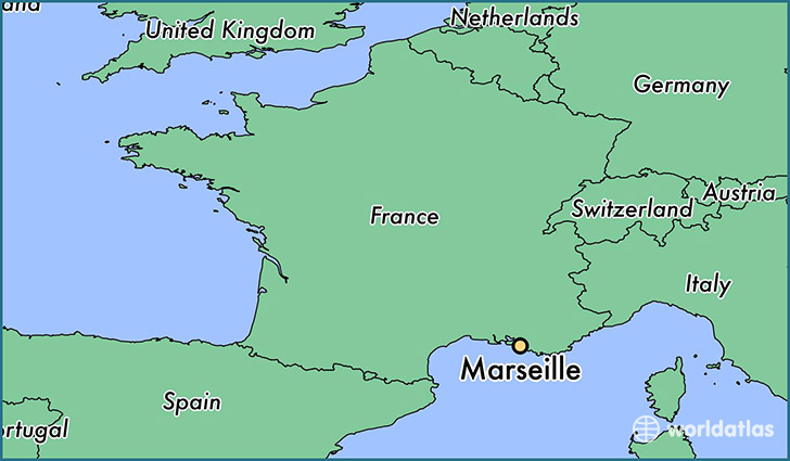 map showing the location of Marseille