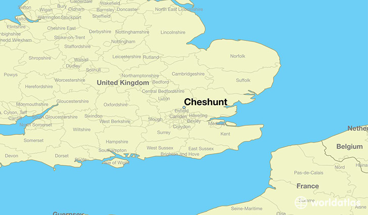 map showing the location of Cheshunt