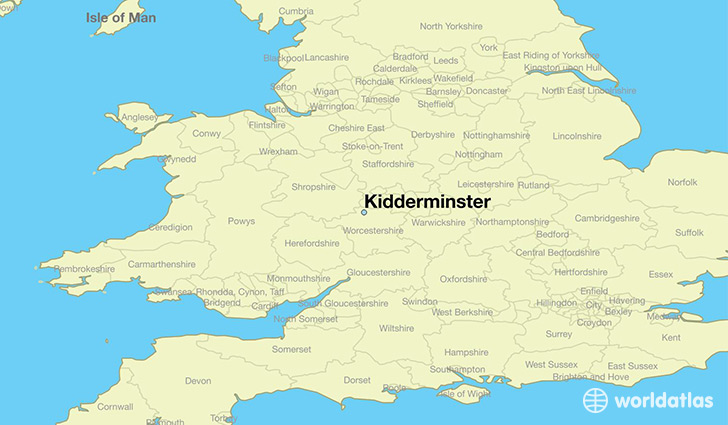 map showing the location of Kidderminster