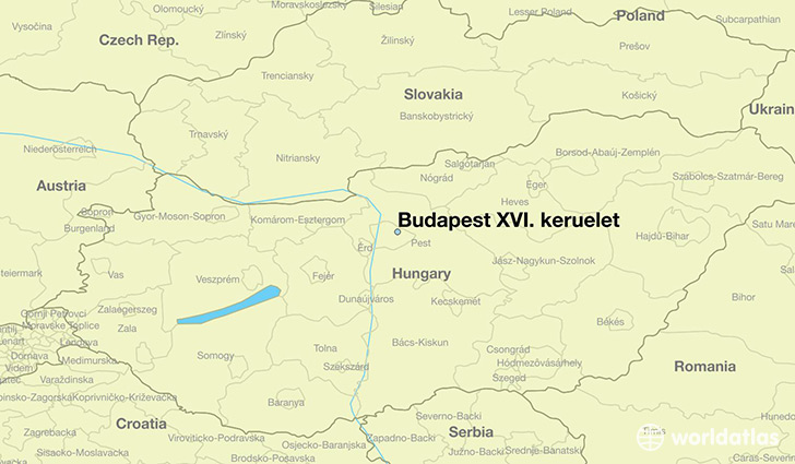 map showing the location of Budapest XVI. keruelet