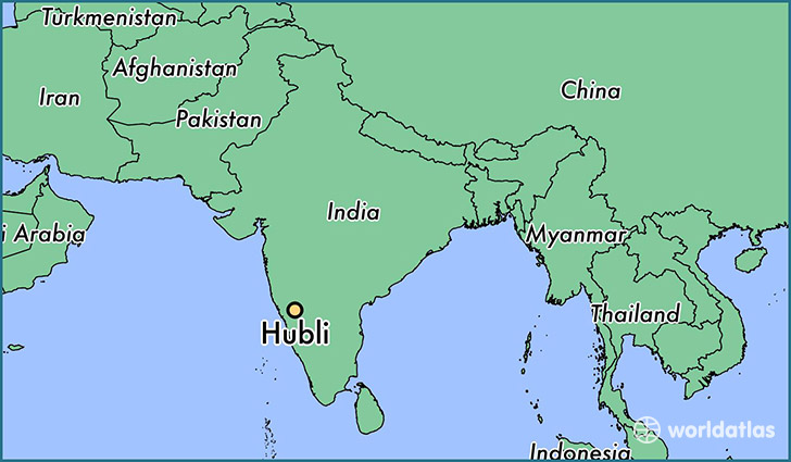 map showing the location of Hubli