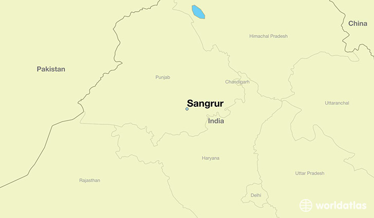 map showing the location of Sangrur