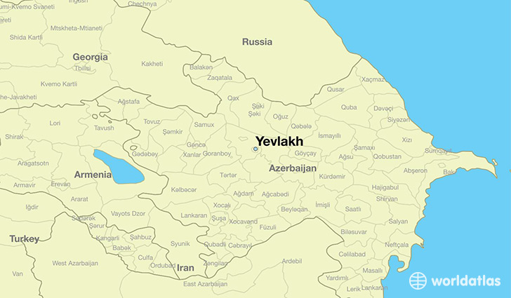 map showing the location of Yevlakh