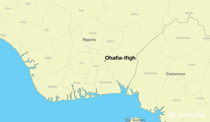 map showing the location of Ohafia-Ifigh