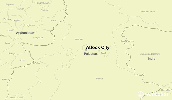 map showing the location of Attock City