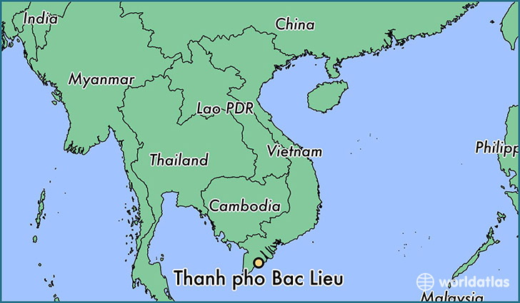 map showing the location of Thanh pho Bac Lieu