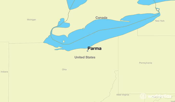 map showing the location of Parma
