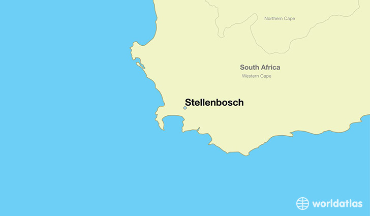 map showing the location of Stellenbosch