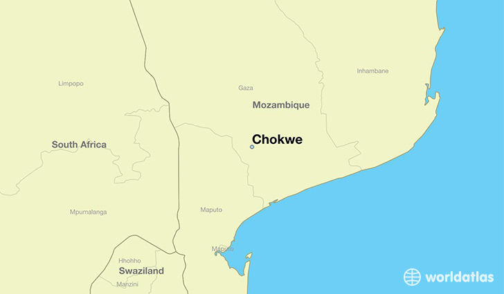 map showing the location of Chokwe