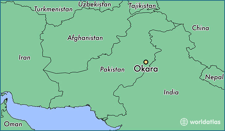 map showing the location of Okara