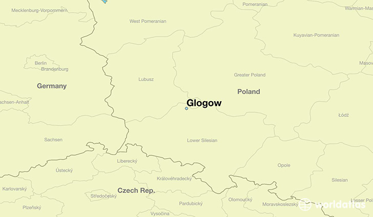 map showing the location of Glogow
