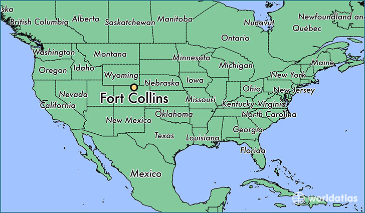 map showing the location of Fort Collins