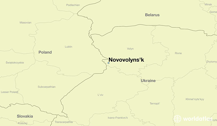 map showing the location of Novovolyns'k