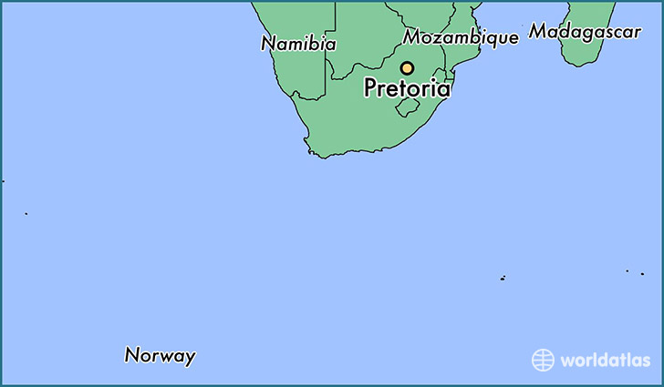 map showing the location of Pretoria