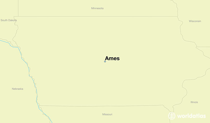 map showing the location of Ames