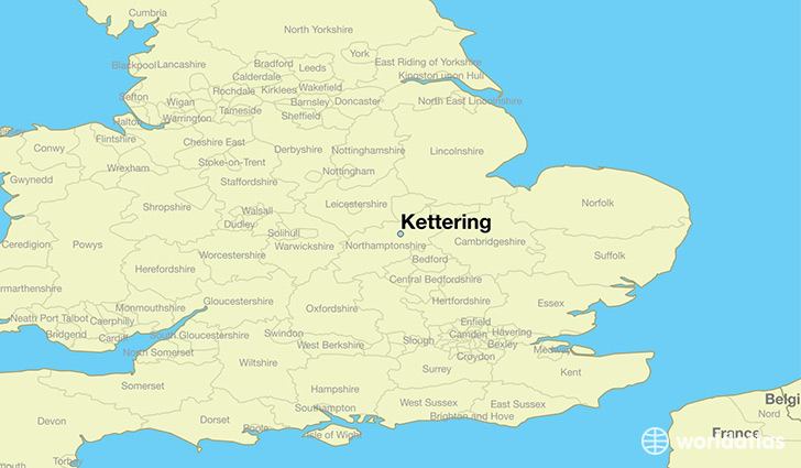map showing the location of Kettering
