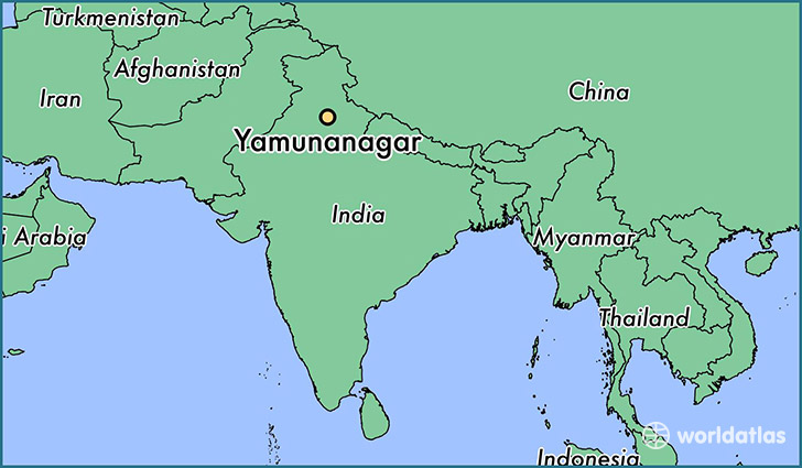 map showing the location of Yamunanagar