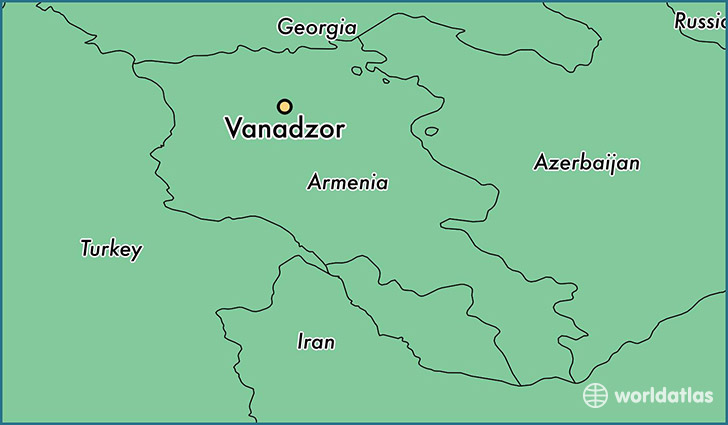 map showing the location of Vanadzor