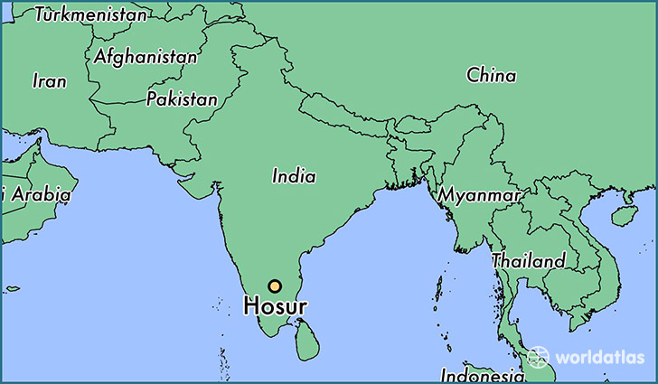 map showing the location of Hosur