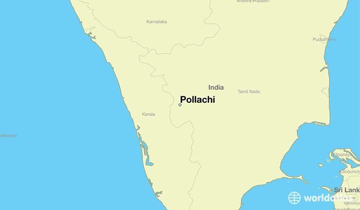 map showing the location of Pollachi