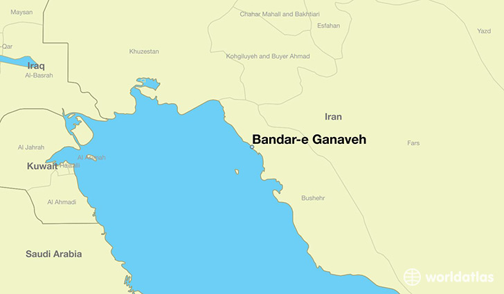 map showing the location of Bandar-e Ganaveh