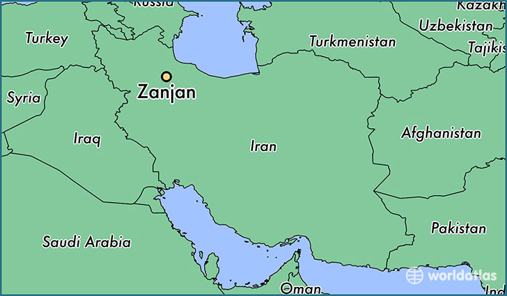 map showing the location of Zanjan