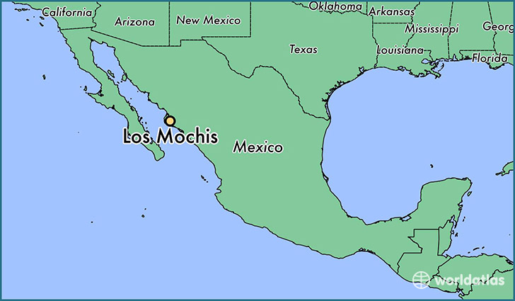 map showing the location of Los Mochis
