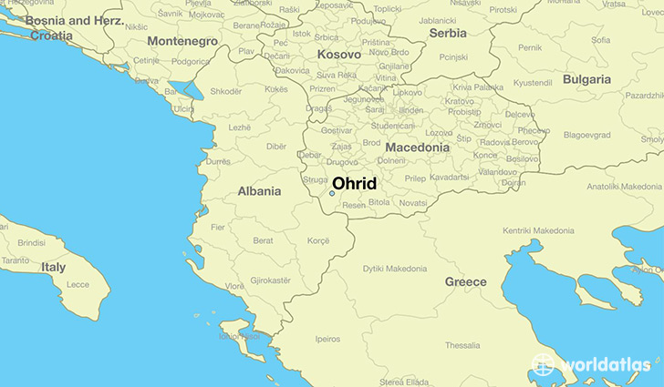 map showing the location of Ohrid