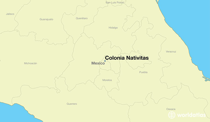 map showing the location of Colonia Nativitas