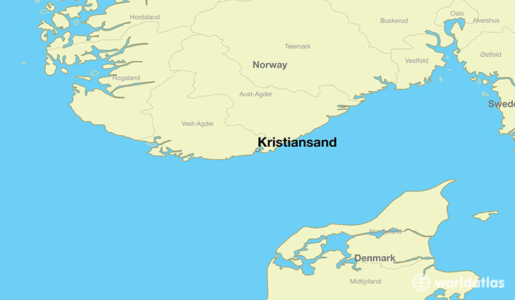 map showing the location of Kristiansand