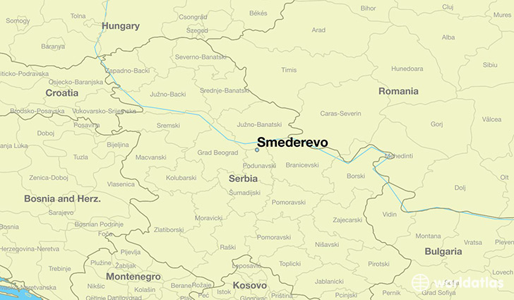map showing the location of Smederevo