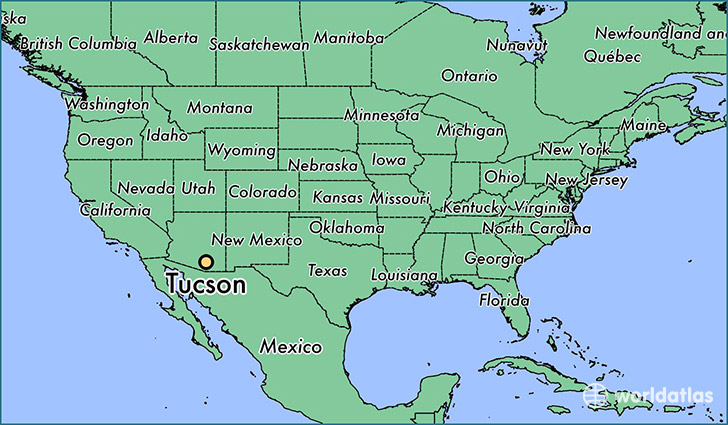 map showing the location of Tucson