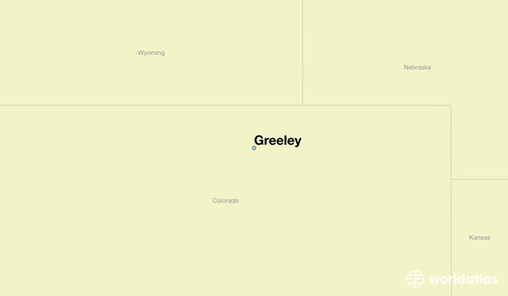 map showing the location of Greeley