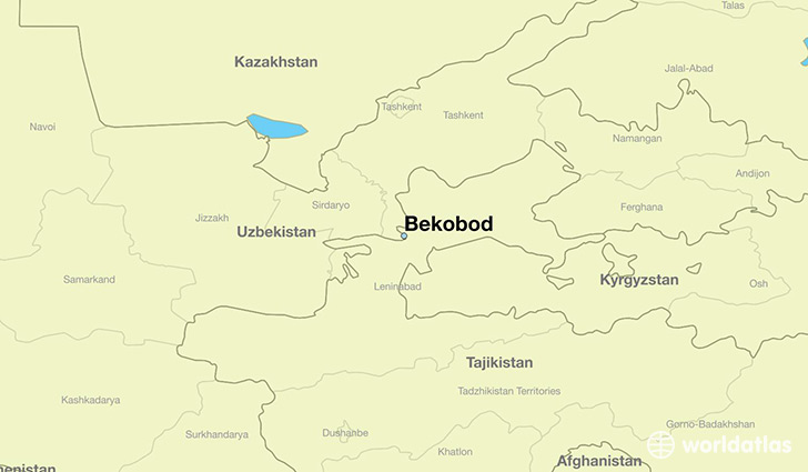 map showing the location of Bekobod